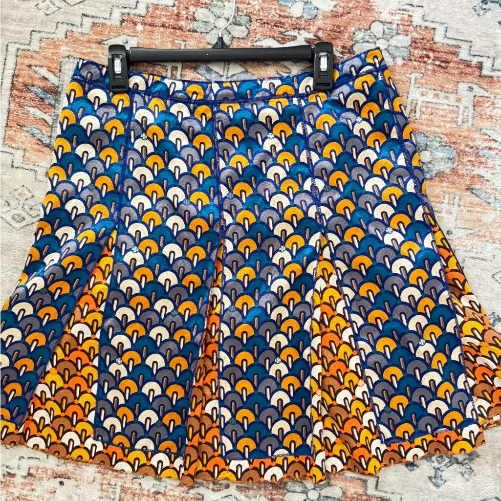 Tory Burch Blue And Yellow A-Line Skirt